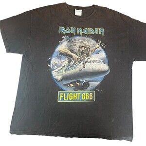 Iron Maiden Flight 666 T Shirt Vintage Style Band Tee Black 2XL
